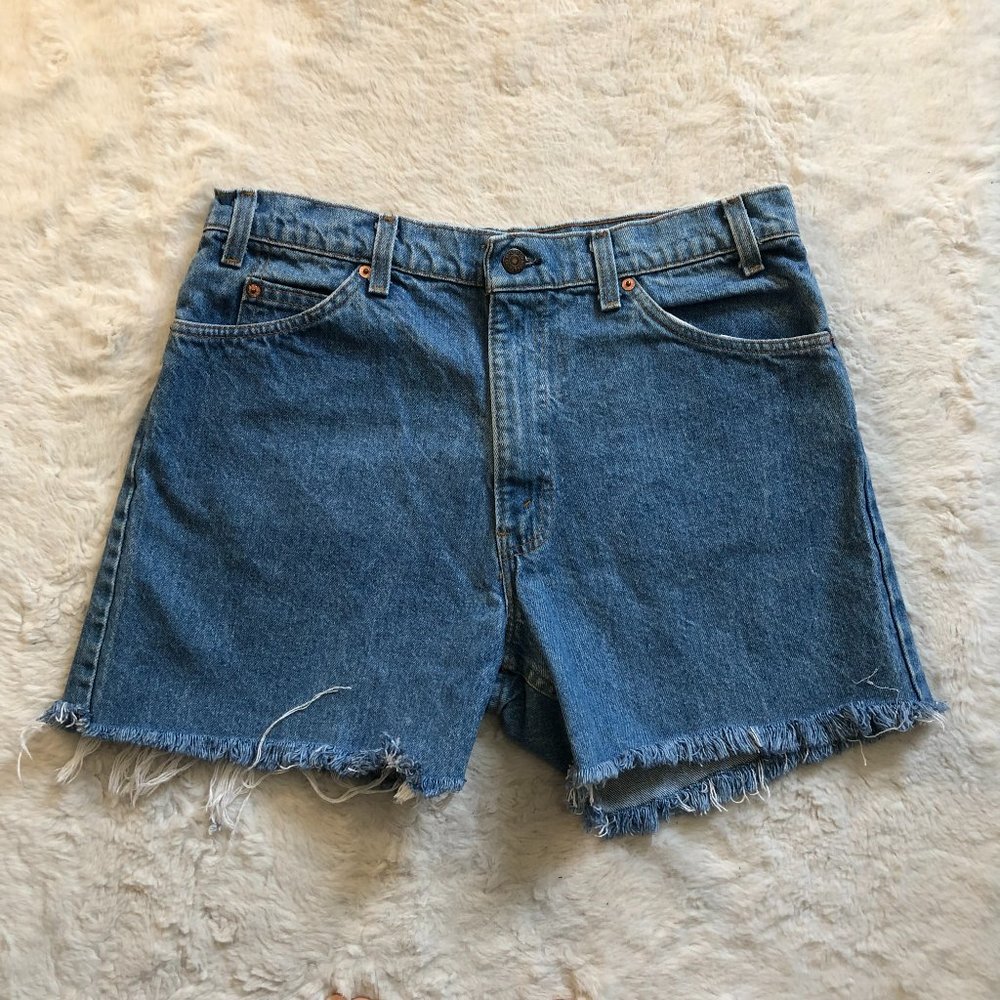 Levi's vintage 550 orange tab cut off shorts